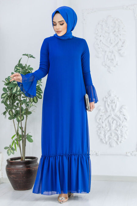 Sax Blue Hijab Dress 5729SX